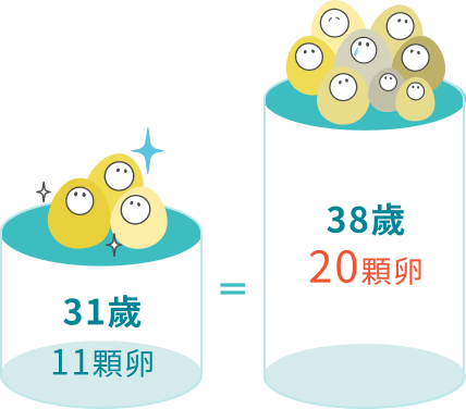 女性生育力在35歲後將急速下降，28-35歲是凍卵黃金年齡。數據顯示，31歲只需凍存約11顆卵子，就有90%機率擁有寶寶；但延到38歲，可能需要20顆以上，凍卵療程及費用隨之增加